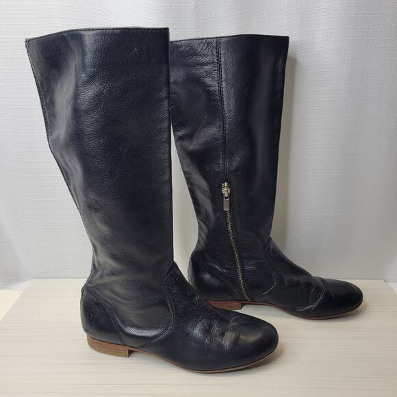 Frye Black Flat Jillian Pull On Tall Boot with Lace Detail, 7M - Picture 2 of 11